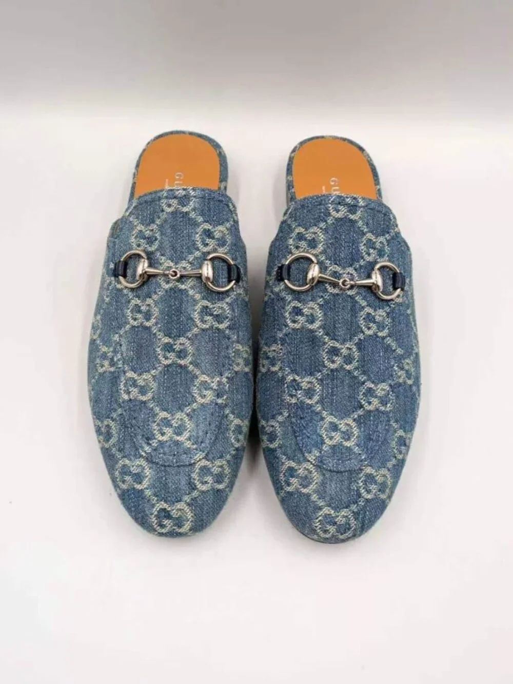 Gucci Women’s Monogram Jumbo GG Denim Malaga Princetown Slippers Light Blue EU37 - Picture 2 of 14